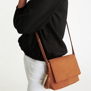 Old navy brown suede tassel crossbody purse